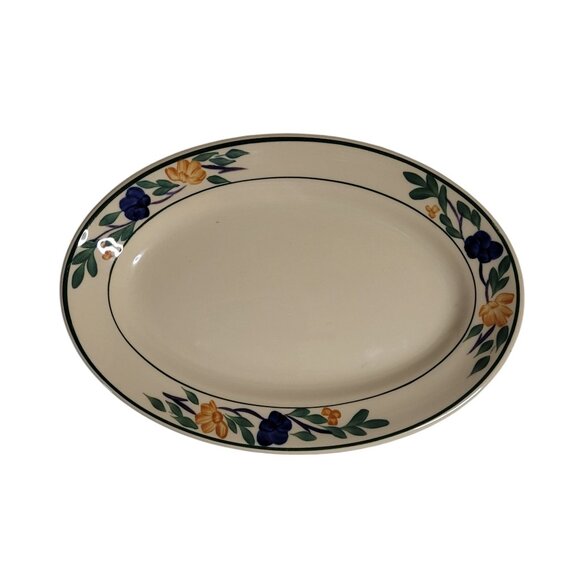 Vtg Shenango China Inca Ware Oval Plate Floral Restaurant Commercial 10.5 x7.5" - Picture 1 of 4